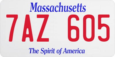 MA license plate 7AZ605