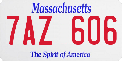 MA license plate 7AZ606