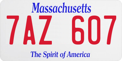 MA license plate 7AZ607