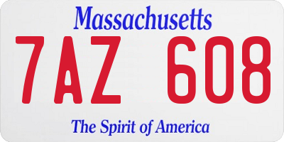 MA license plate 7AZ608