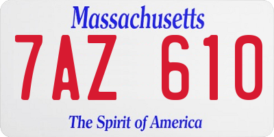 MA license plate 7AZ610