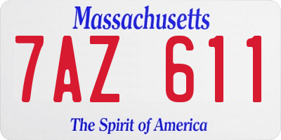 MA license plate 7AZ611