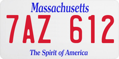 MA license plate 7AZ612