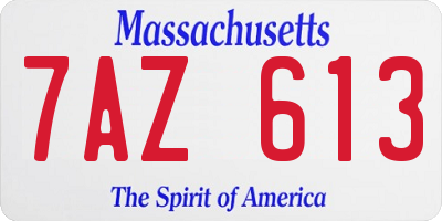 MA license plate 7AZ613