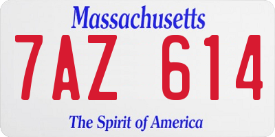 MA license plate 7AZ614