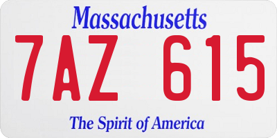 MA license plate 7AZ615