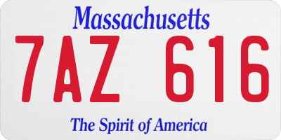 MA license plate 7AZ616