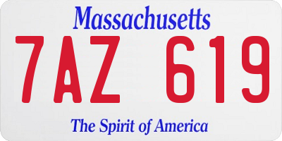MA license plate 7AZ619