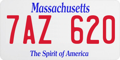 MA license plate 7AZ620