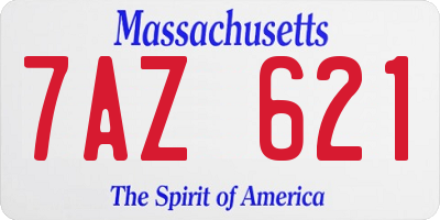 MA license plate 7AZ621