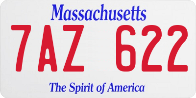 MA license plate 7AZ622