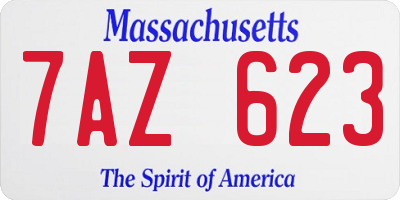MA license plate 7AZ623