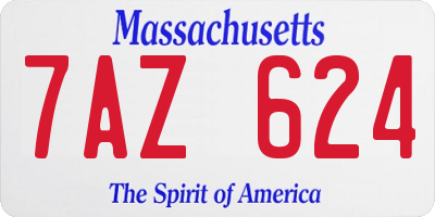 MA license plate 7AZ624