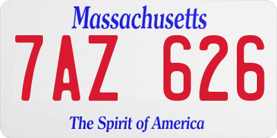 MA license plate 7AZ626
