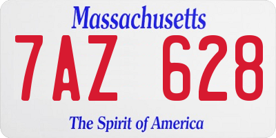 MA license plate 7AZ628