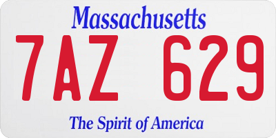 MA license plate 7AZ629