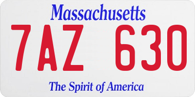 MA license plate 7AZ630