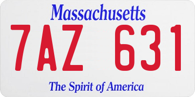 MA license plate 7AZ631