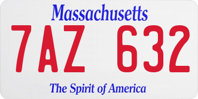 MA license plate 7AZ632