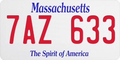 MA license plate 7AZ633