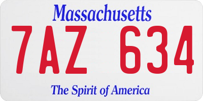 MA license plate 7AZ634