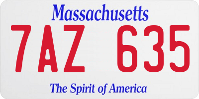 MA license plate 7AZ635