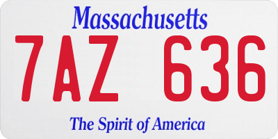 MA license plate 7AZ636