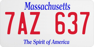 MA license plate 7AZ637
