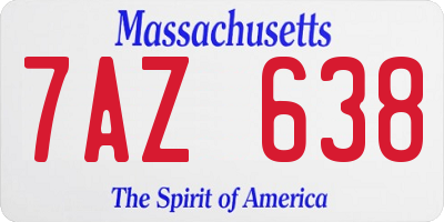 MA license plate 7AZ638