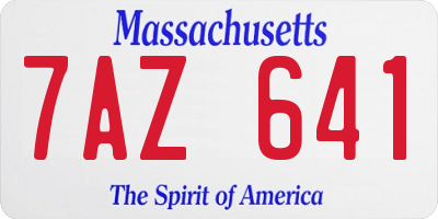MA license plate 7AZ641