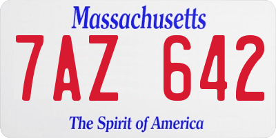 MA license plate 7AZ642