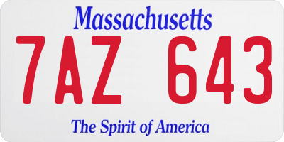 MA license plate 7AZ643