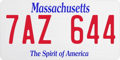 MA license plate 7AZ644