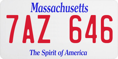 MA license plate 7AZ646