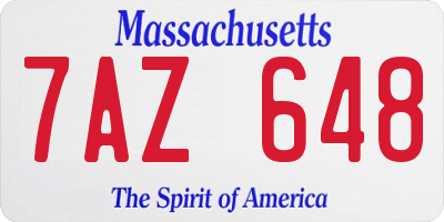 MA license plate 7AZ648