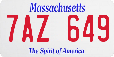 MA license plate 7AZ649
