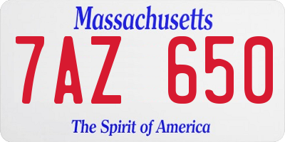 MA license plate 7AZ650
