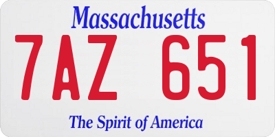 MA license plate 7AZ651