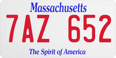 MA license plate 7AZ652