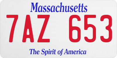 MA license plate 7AZ653