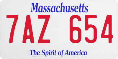 MA license plate 7AZ654