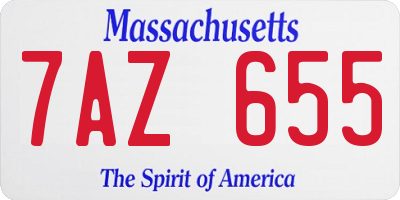 MA license plate 7AZ655