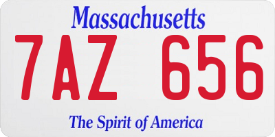 MA license plate 7AZ656