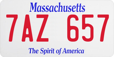 MA license plate 7AZ657