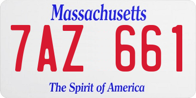 MA license plate 7AZ661