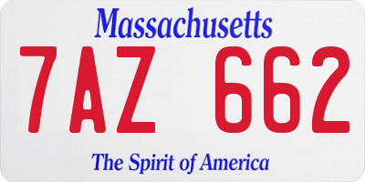MA license plate 7AZ662