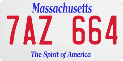 MA license plate 7AZ664