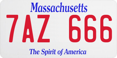 MA license plate 7AZ666