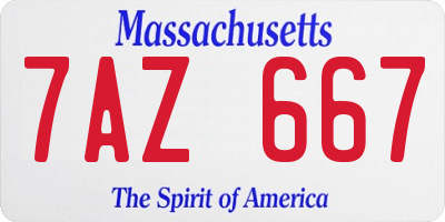 MA license plate 7AZ667