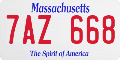 MA license plate 7AZ668
